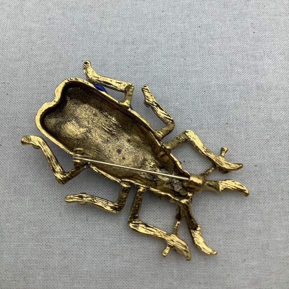Orange Beetle Brooch with Gem Accents - Picture 2 of 3